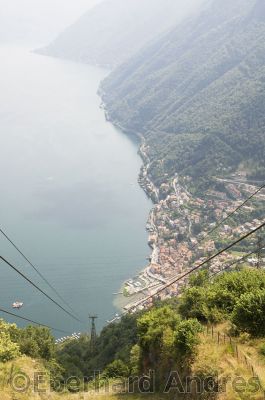 Seilbahn nach Pigra, Blick auf Argegno
